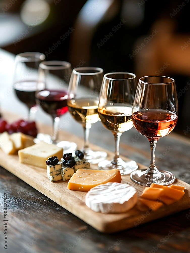Naklejka premium wine glasses and cheeses