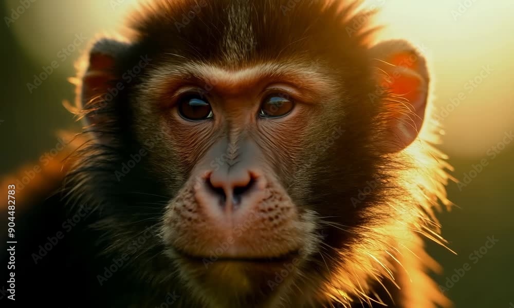 A baby monkey with a big nose and a tongue sticking out. The monkey is looking at the camera A baby monkey with a big nose and a tongue sticking out. The monkey is looking at the camera