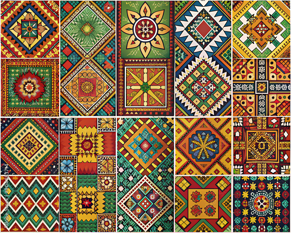colorful mexican ethnic pattern set colorful mexican ethnic pattern set