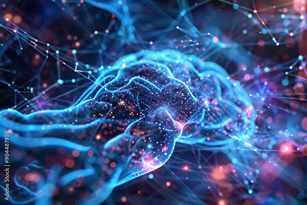 Vibrant Neural Network on Dark Background Illustrating Complex Synaptic Connections. Vibrant Neural Network on Dark Background Illustrating Complex Synaptic Connections.