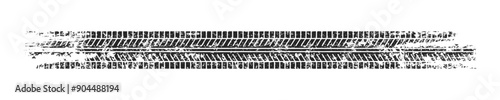 Grunge tire track, wheel braking marks. Truck, car or motorcycle tread pattern silhouette. Auto race, motorsport, speed racing design element. Vector illustration