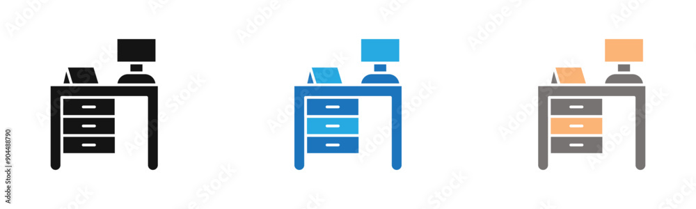 desk icon outline collection or set in black and white desk icon outline collection or set in black and white