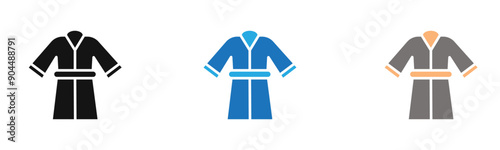 bathrobe icon outline collection or set  in black and white