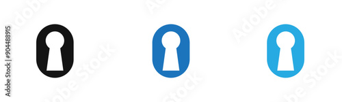 key hole icon outline collection or set  in black and white