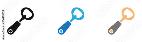 bottle opener icon outline collection or set  in black and white