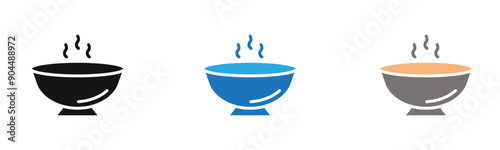 Bowl icon outline collection or set  in black and white