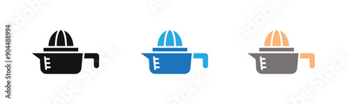 Lemon squeezer icon outline collection or set  in black and white