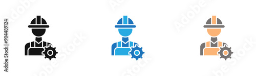 engineering service icon outline collection or set in black and white