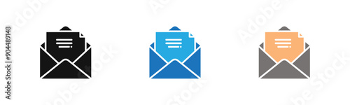 Mail message icon outline collection or set  in black and white