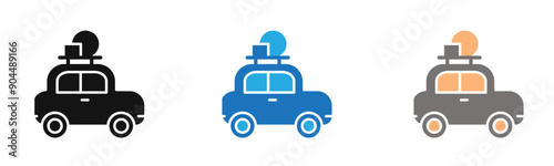 camping car icon outline collection or set  in black and white