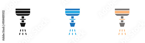 fire sprinkler icon outline collection or set  in black and white