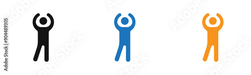 Fitness exercise icon outline collection or set  in black and white