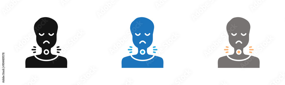 Sore throat icon outline collection or set in black and white Sore throat icon outline collection or set in black and white