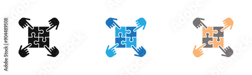 collaboration icon outline collection or set  in black and white