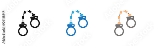 Handcuffs icon outline collection or set  in black and white