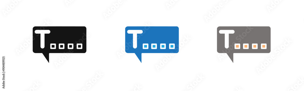 text box icon outline collection or set  in black and white