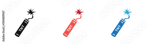 TNT dynamite icon outline collection or set  in black and white