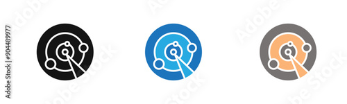 radar detection icon outline collection or set  in black and white
