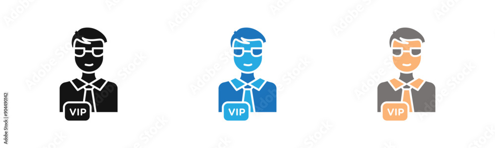VIP person icon outline collection or set in black and white VIP person icon outline collection or set in black and white