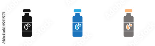 Water bottel icon outline collection or set  in black and white