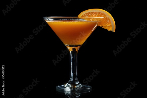 Orange margarita cocktail on black background