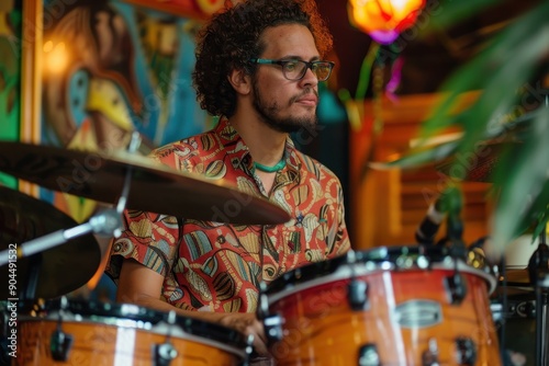 Percussion instruments playing jazz and Afro Latin beats