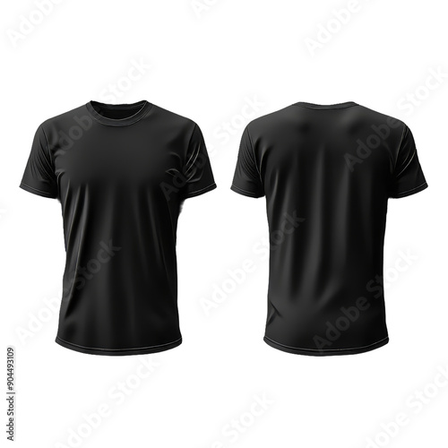 plain black t-shirt mockup design. front and rear view. isolated on transparent background. generative ai