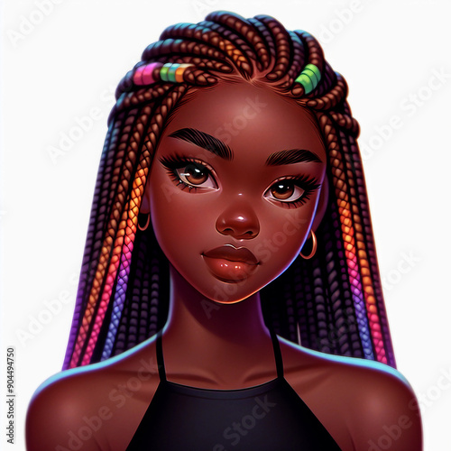 Realistic Cartoon Style African American Woman