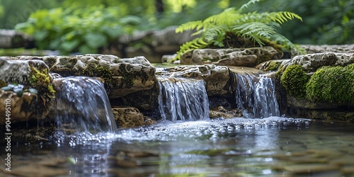 Water cascades over white granite rocks in a serene mountain stream.