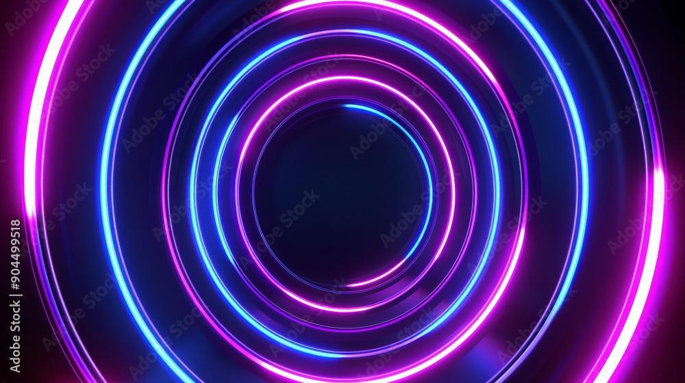 Neon circle tunnel with lights provides mesmerizing visual experience in futuristic style Neon circle tunnel with lights provides mesmerizing visual experience in futuristic style