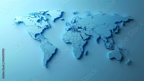 Fototapeta Naklejka Na Ścianę i Meble -  Blue world map countries. World map. Illustration concept