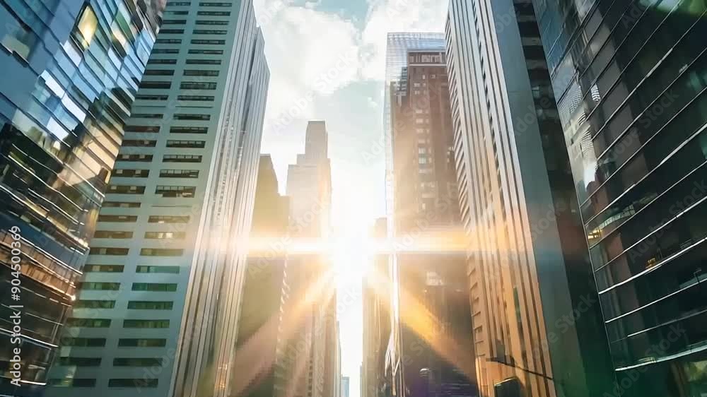 Sunrise over corporate office buildings