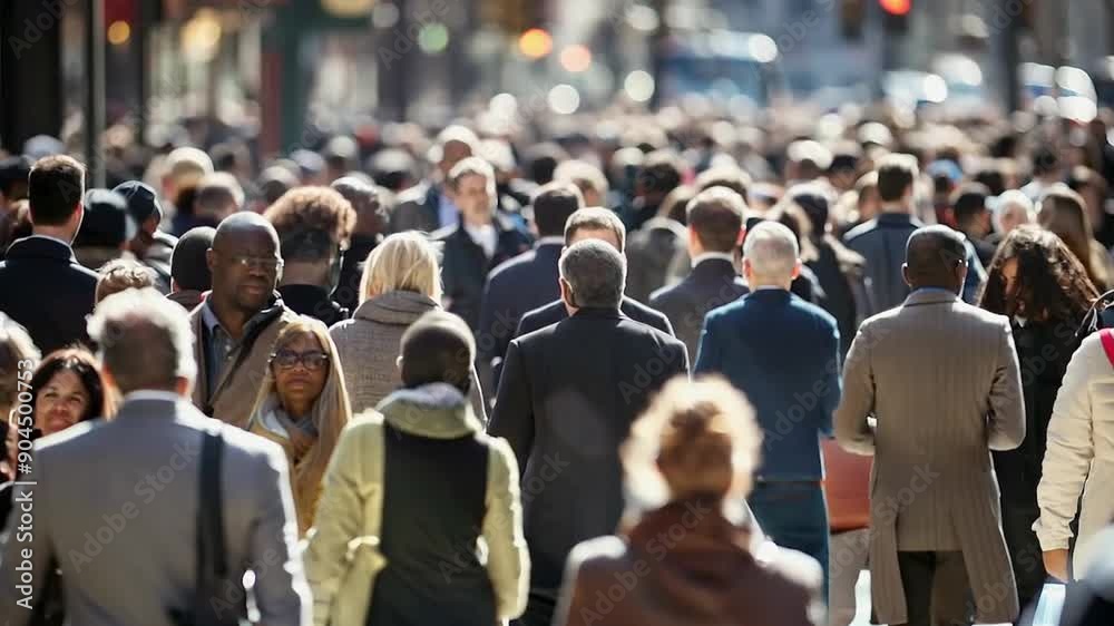 Crowd of people walking street