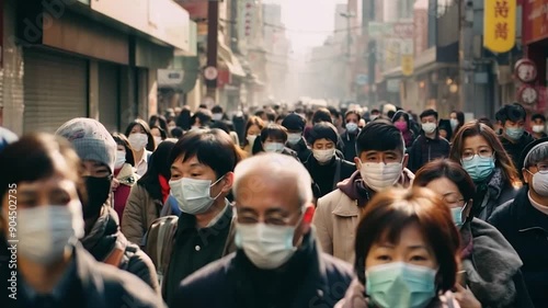 Wallpaper Mural Crowd of people walking city street Torontodigital.ca