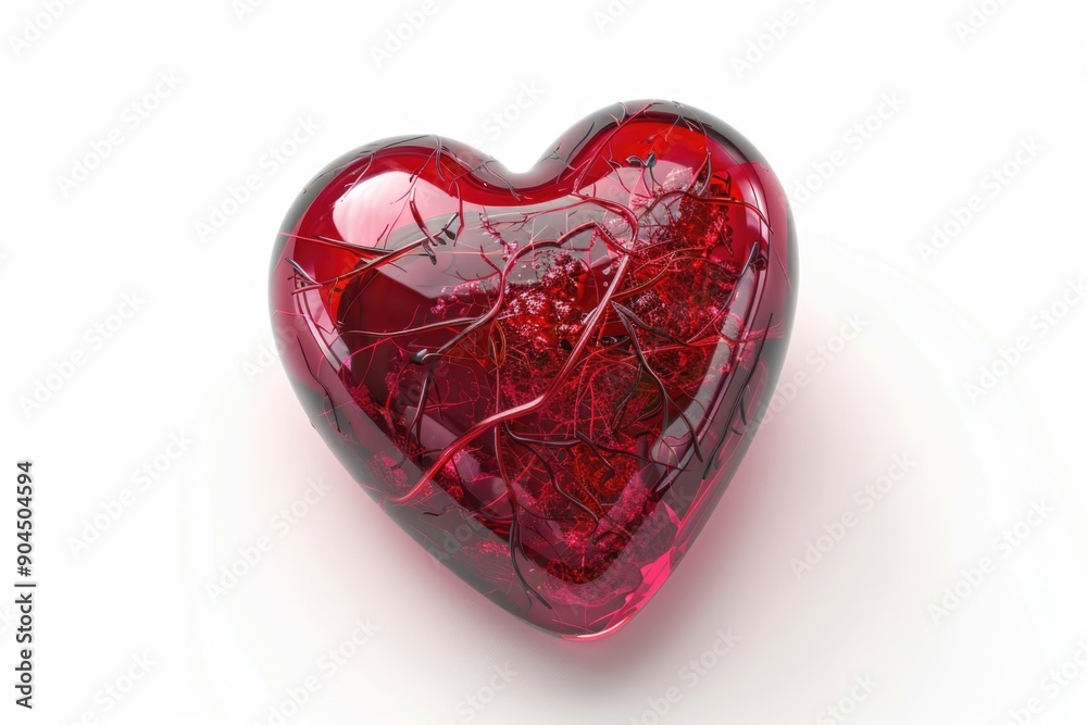 A red heart-shaped object sits on a white surface, ready for use in various designs and projects A red heart-shaped object sits on a white surface, ready for use in various designs and projects
