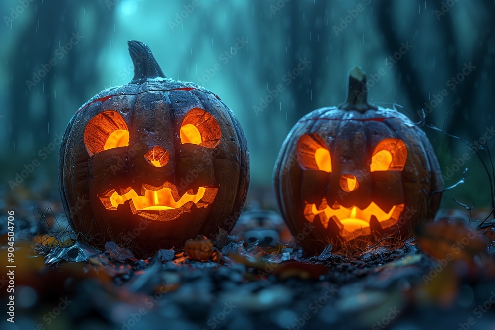 Spooky Halloween Vibes: Jack O' Lanterns, Trick or Treating, and Ghostly Imagery on All Hallows' Eve Spooky Halloween Vibes: Jack O' Lanterns, Trick or Treating, and Ghostly Imagery on All Hallows' Eve