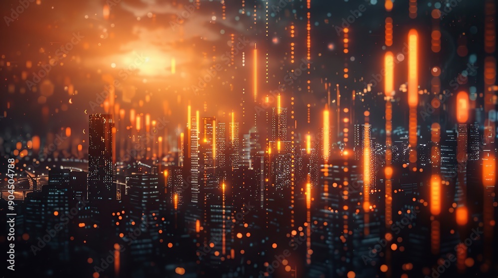 Fototapeta premium Futuristic Cityscape with Neon Lights