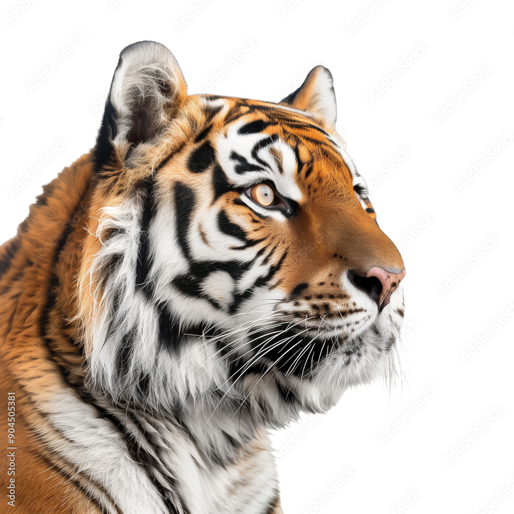 Isolated Magnificent Profile of a Tiger Capturing the Wild's Beauty Isolated Magnificent Profile of a Tiger Capturing the Wild's Beauty