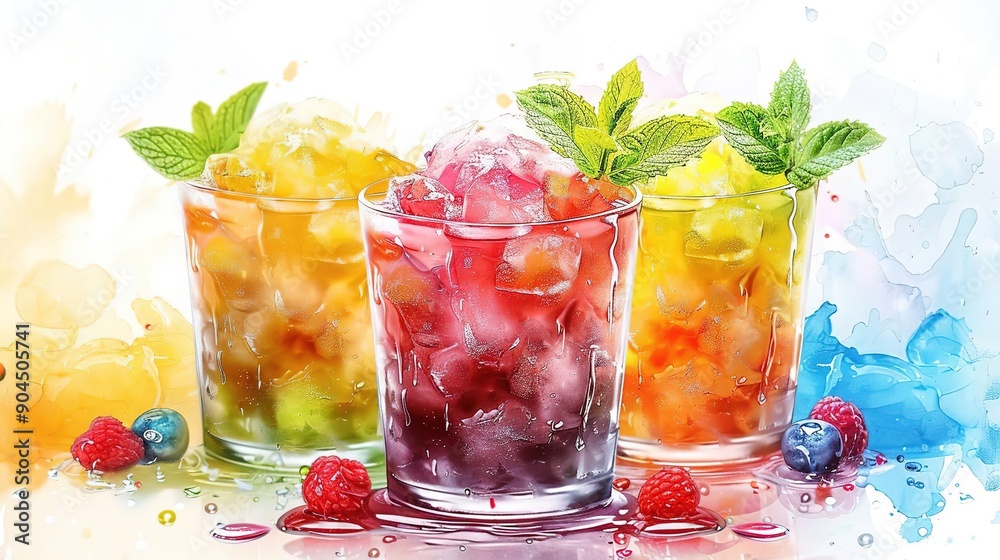 Refreshing Summer Cocktails with Ice and Fruit Refreshing Summer Cocktails with Ice and Fruit