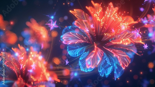Abstract beauty glowing flowers background