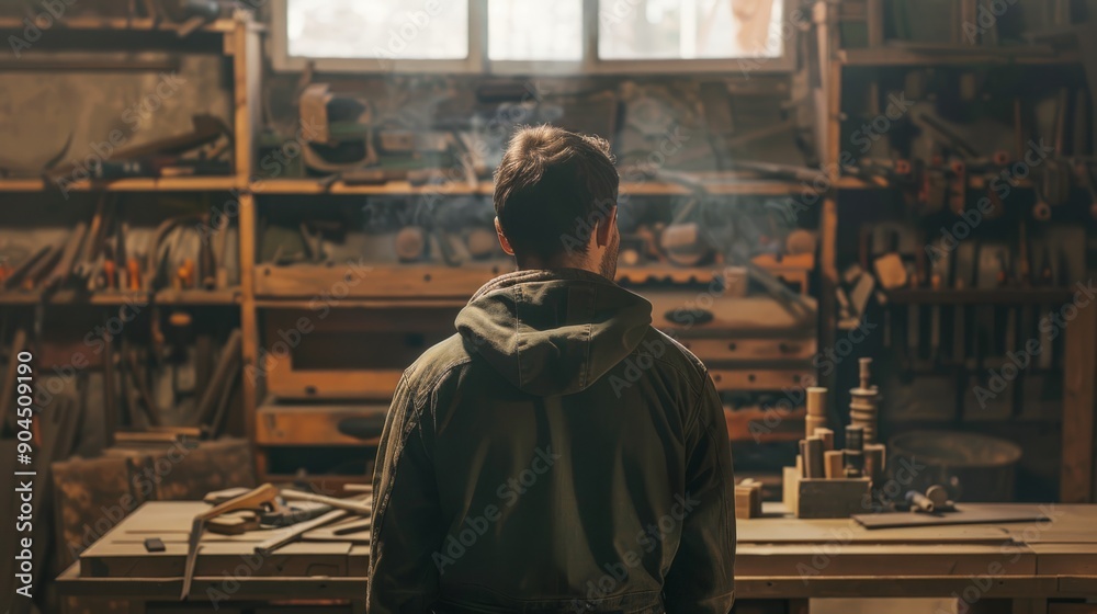 Carpenter workshop background generative ai Carpenter workshop background generative ai