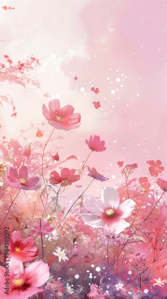 Whimsical Spring Meadow. Playful and colorful nature-themed background concept Whimsical Spring Meadow. Playful and colorful nature-themed background concept