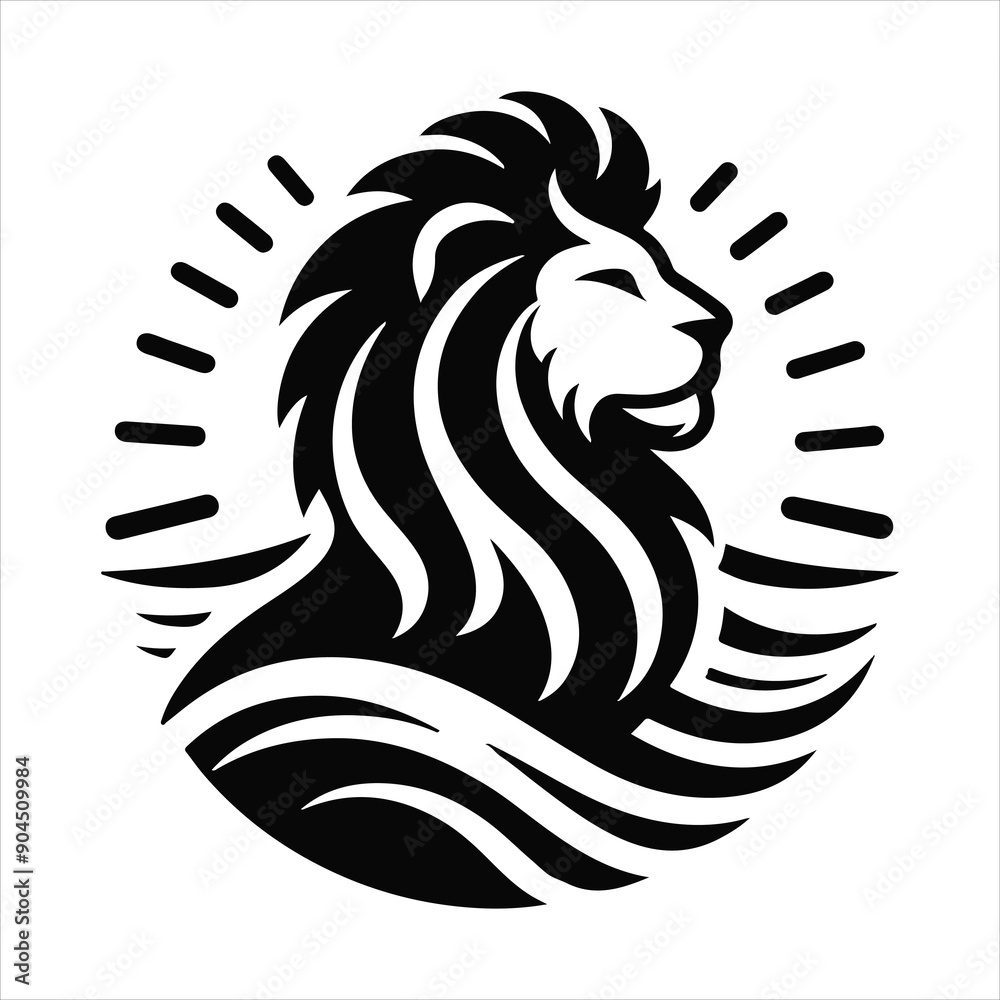 Fototapeta premium A simple&nbsp;white background with a silhouette of a lion 