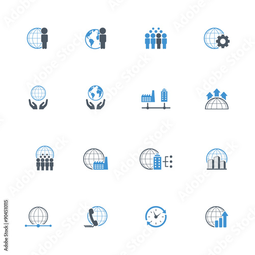 Universal business management and human resources icon set. Universal icons for web and mobile. Vector.	