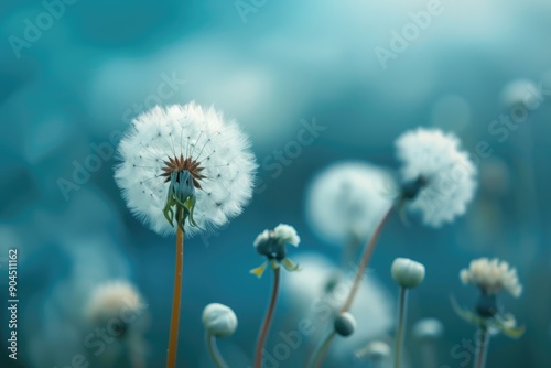 A detailed shot of a single dandelion flower with a blurred background
