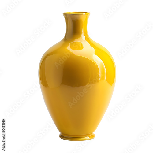 Yellow ceramic Vase isolated on transparent Background