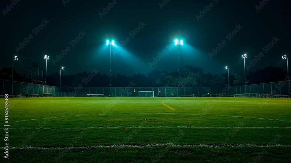 stadium with soccer ball. night illumination