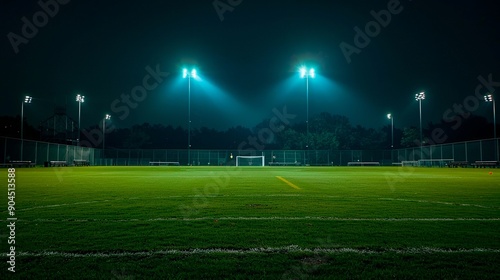 Obraz na płótnie stadium with soccer ball. night illumination w salonie