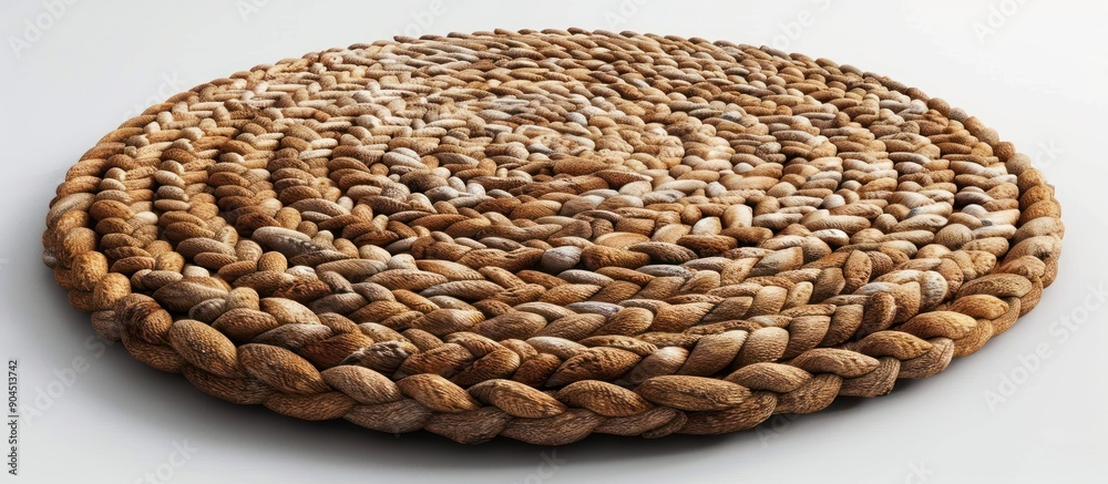 Round Woven Seagrass Rug with Brown and Tan Hues