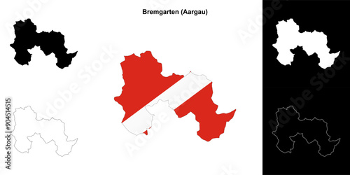 Bremgarten blank outline map set